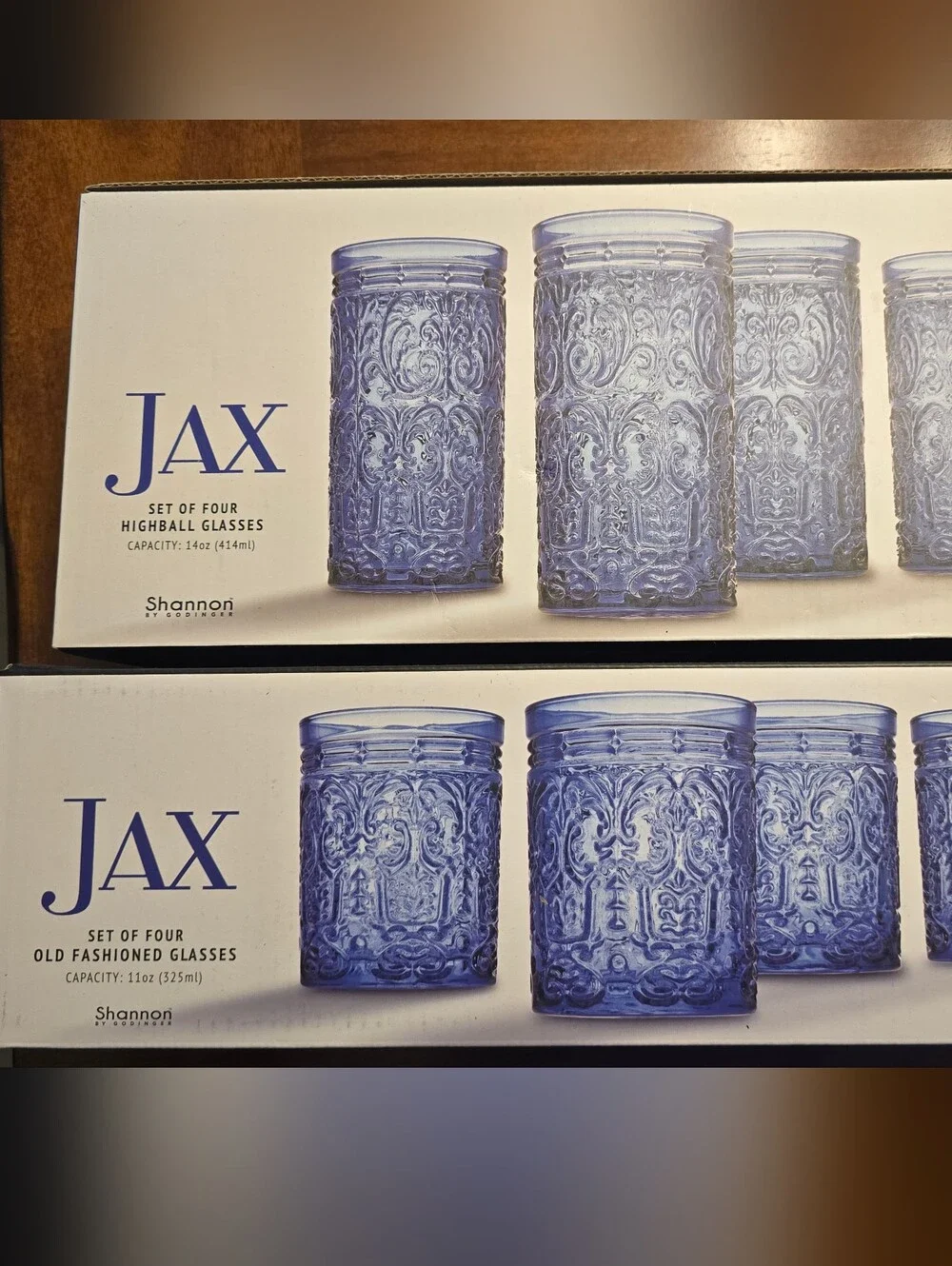 Jax Blue 4 Old Fashioned Glasses and 4 Highball Glasses